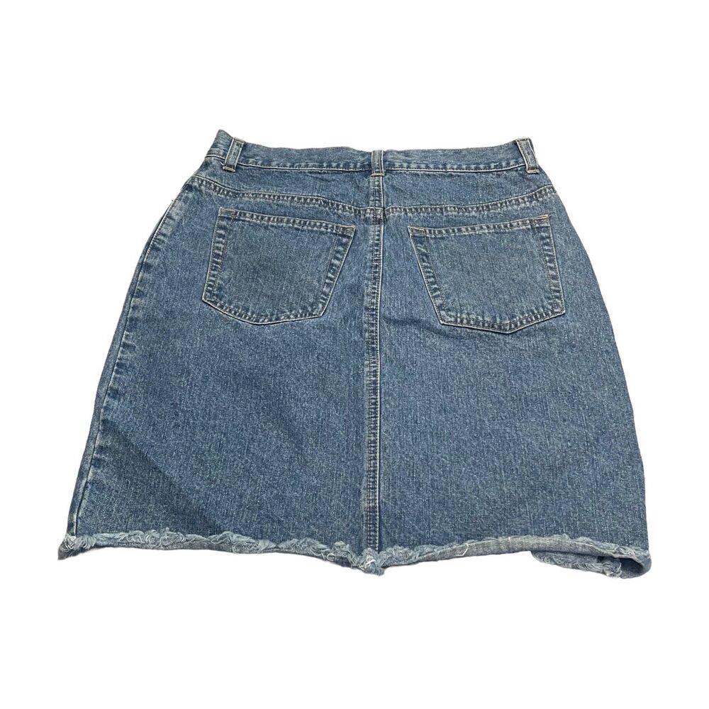 New York A-Line Skirt Women's 6 Blue Denim 100% Cotton 5-Pockets Frayed Hem - Picture 2 of 6